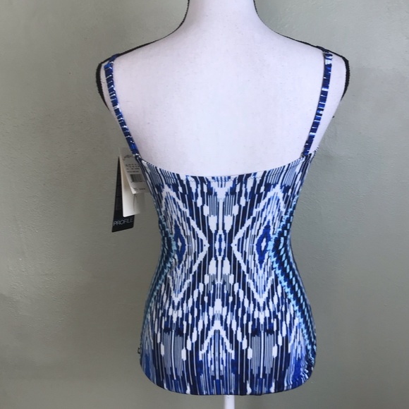 Gottex NWT Blue/White One Piece Bandeau Swimsuit - Picture 6 of 8